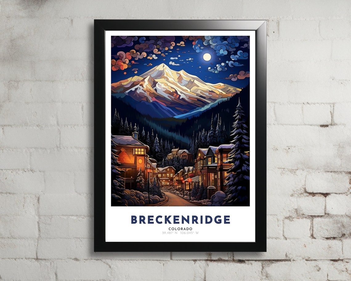Breckenridge Colorado Art Nouveau Travel Poster Rocky Mountains Breckenridge Wall Art Colorado Painting Rocky Mtns Gift Colorado Print