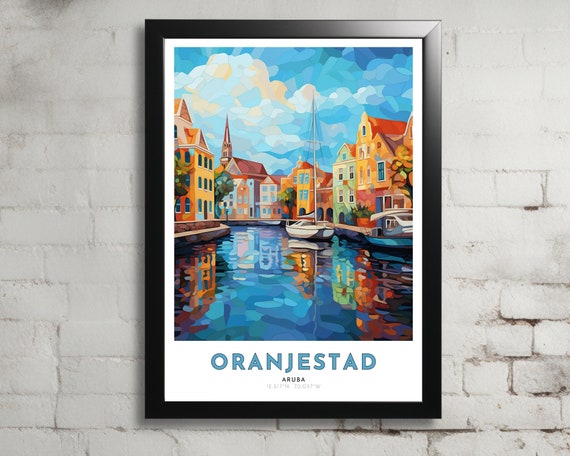 Oranjestad Travel Poster Of Aruba Art Nouveau Gift For Lovers Of Oranjestad Aruba Wall Art Decor Print Of Caribbean Painting