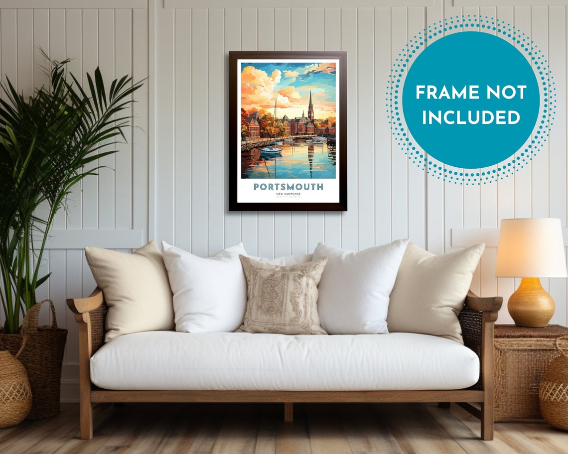 Portsmouth New Hampshire Art Nouveau Travel Poster Portsmouth Print Portsmouth Wall Art Portsmouth Painting New Hampshire Print - Image 2