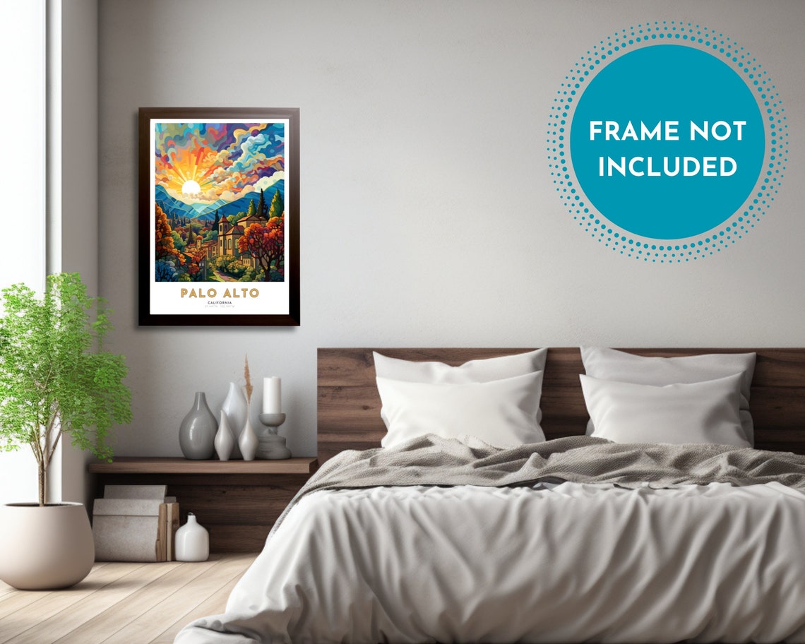 Palo Alto California Art Nouveau Travel Poster Palo Alto Print Palo Alto Wall Art Palo Alto Painting Palo Alto Gift California Print - Image 2