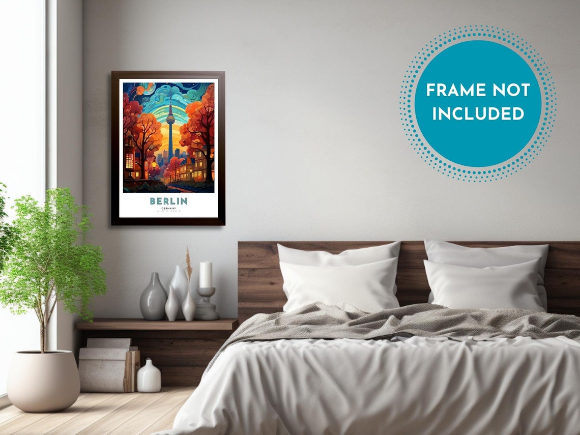 Berlin Germany TV Tower Autumn Street Sunset Stained Glass Poster - Image 4