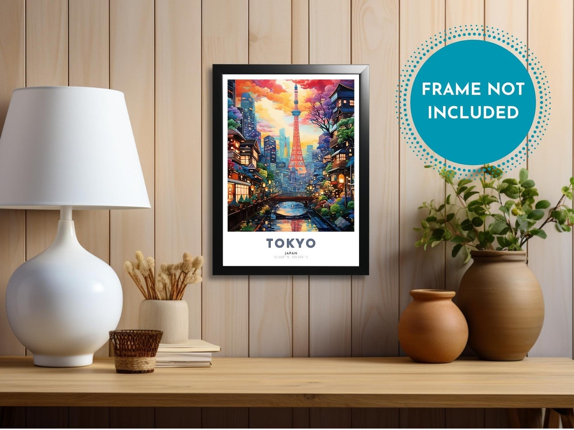 Tokyo Japan Art Nouveau Travel Poster Vibrant Colors Romantic Abstract Streetscapes Cityscapes Asian Travel Print - Image 4