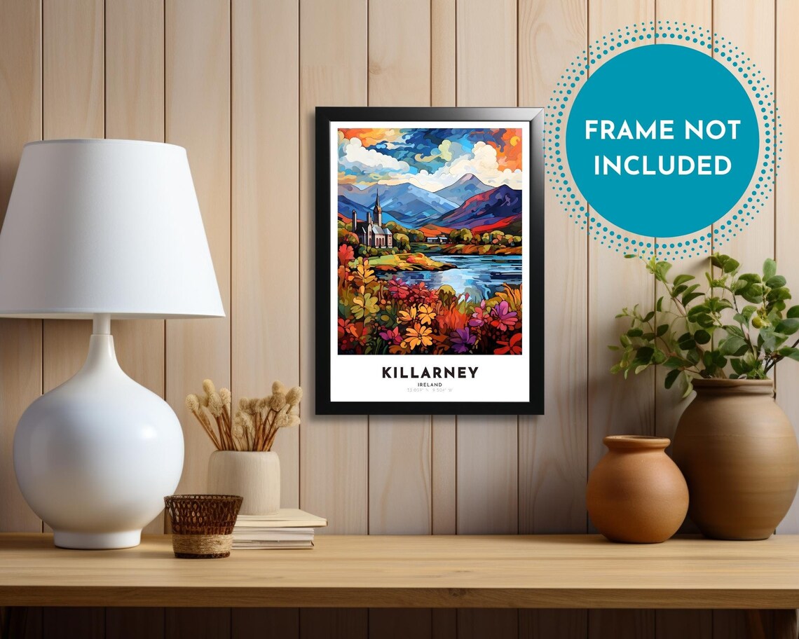 Killarney Ireland Lake Church Mountains Autumn Flower Poster - Image 3