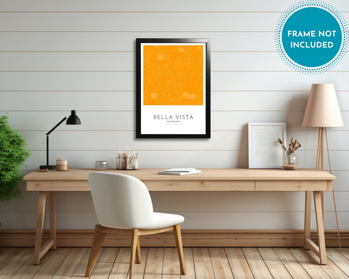 Bella Vista Philadelphia Orange Street Map Neighborhood Wall Art - Image 3