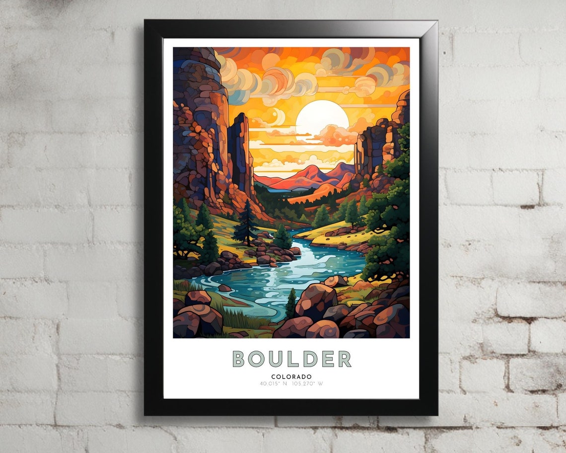 Boulder Colorado Red Rock Canyon Sunrise River Valley Poster