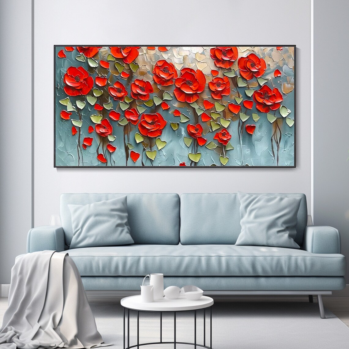 Red Flower Oil Painting, Modern Floral Art Print - Image 2