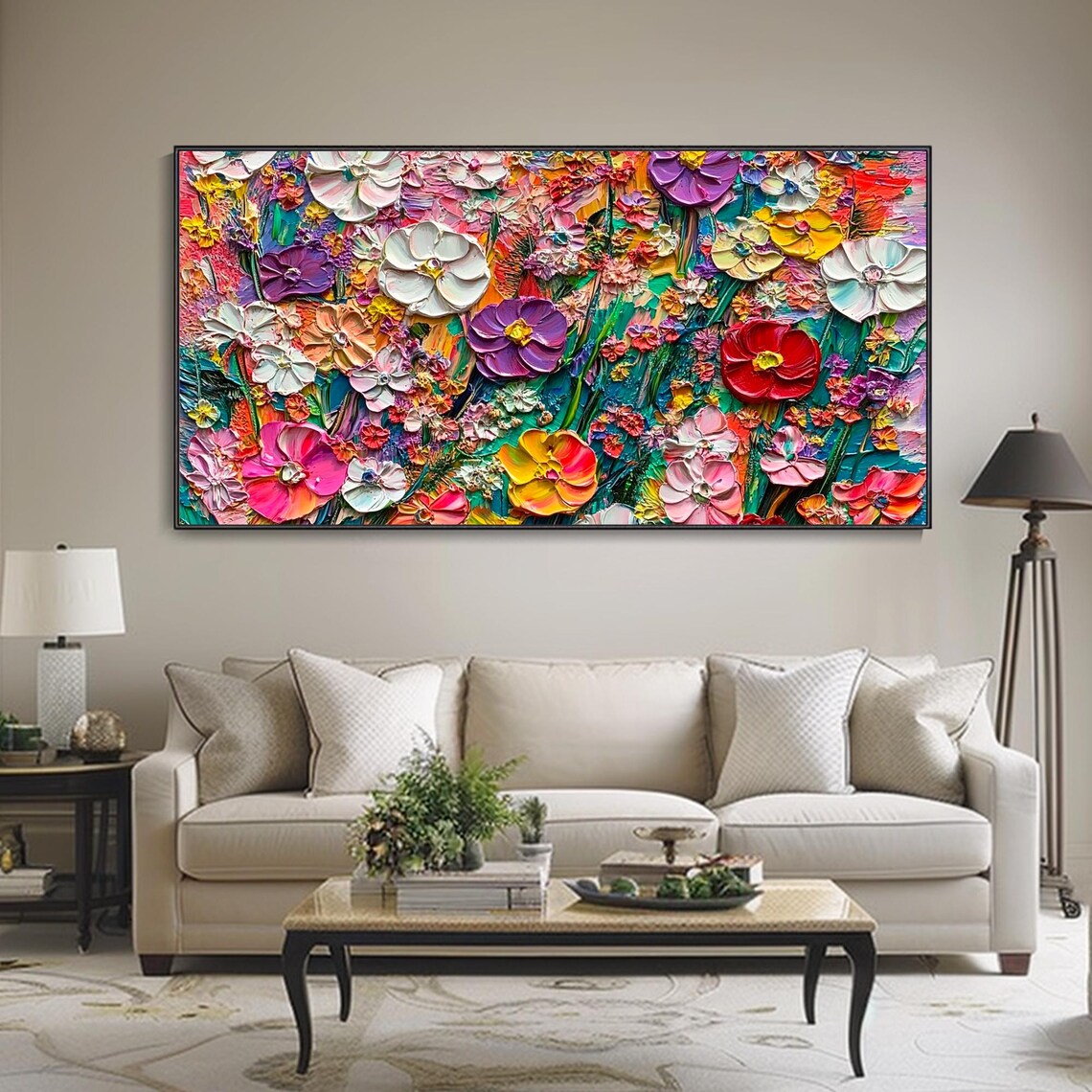Vibrant Wildflower Garden Colorful Impasto Blossom Art Poster - Image 3