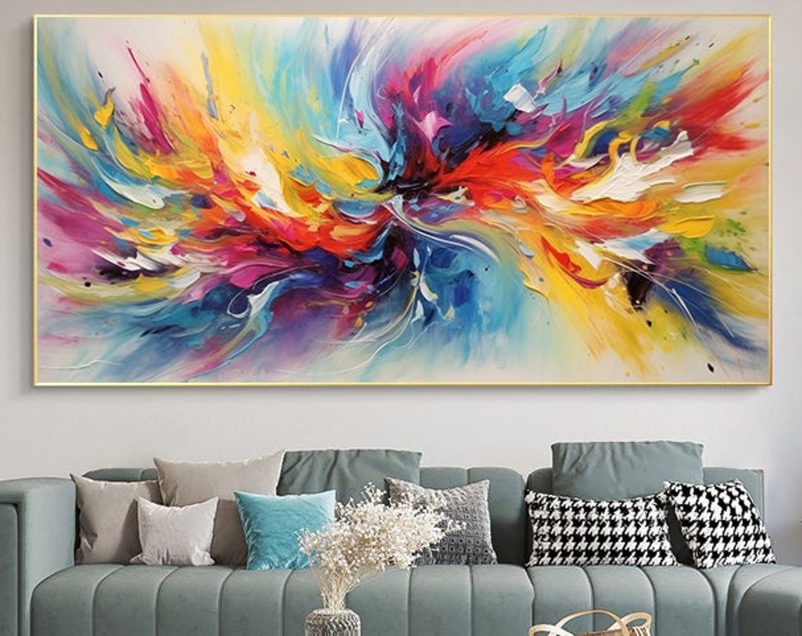 Rainbow Color Burst Explosion Abstract Textured Acrylic Wall Poster
