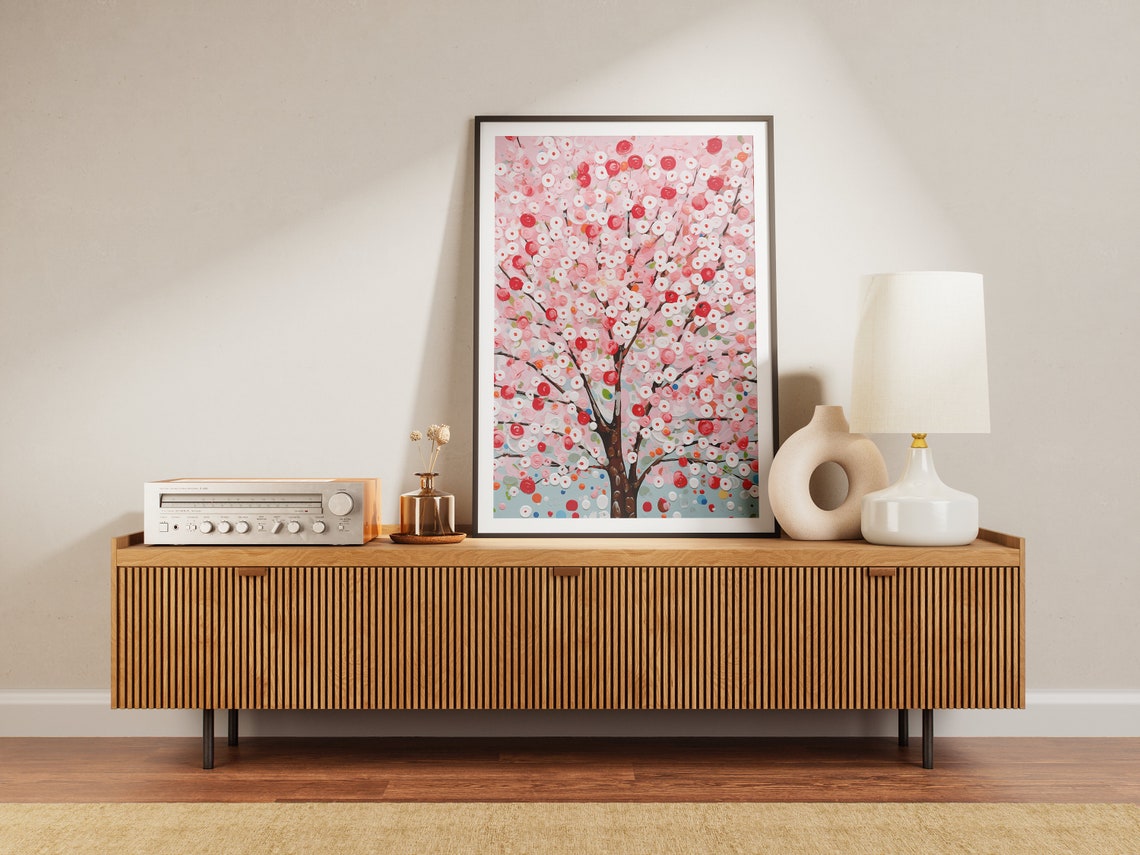 Pink Cherry Blossom Tree Flowering Branches Spring Art Print - Image 4