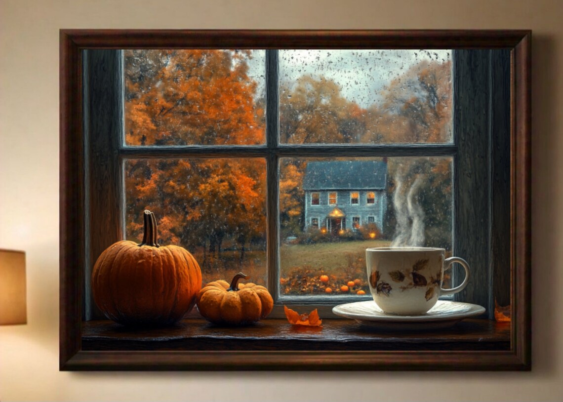 Autumn Landscape Coffee Wall Art Fall Prints Moody Wall Art Fall Porch Decor Instant Jpg