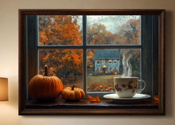 Autumn Landscape Coffee Wall Art Fall Prints Moody Wall Art Fall Porch Decor Instant Jpg