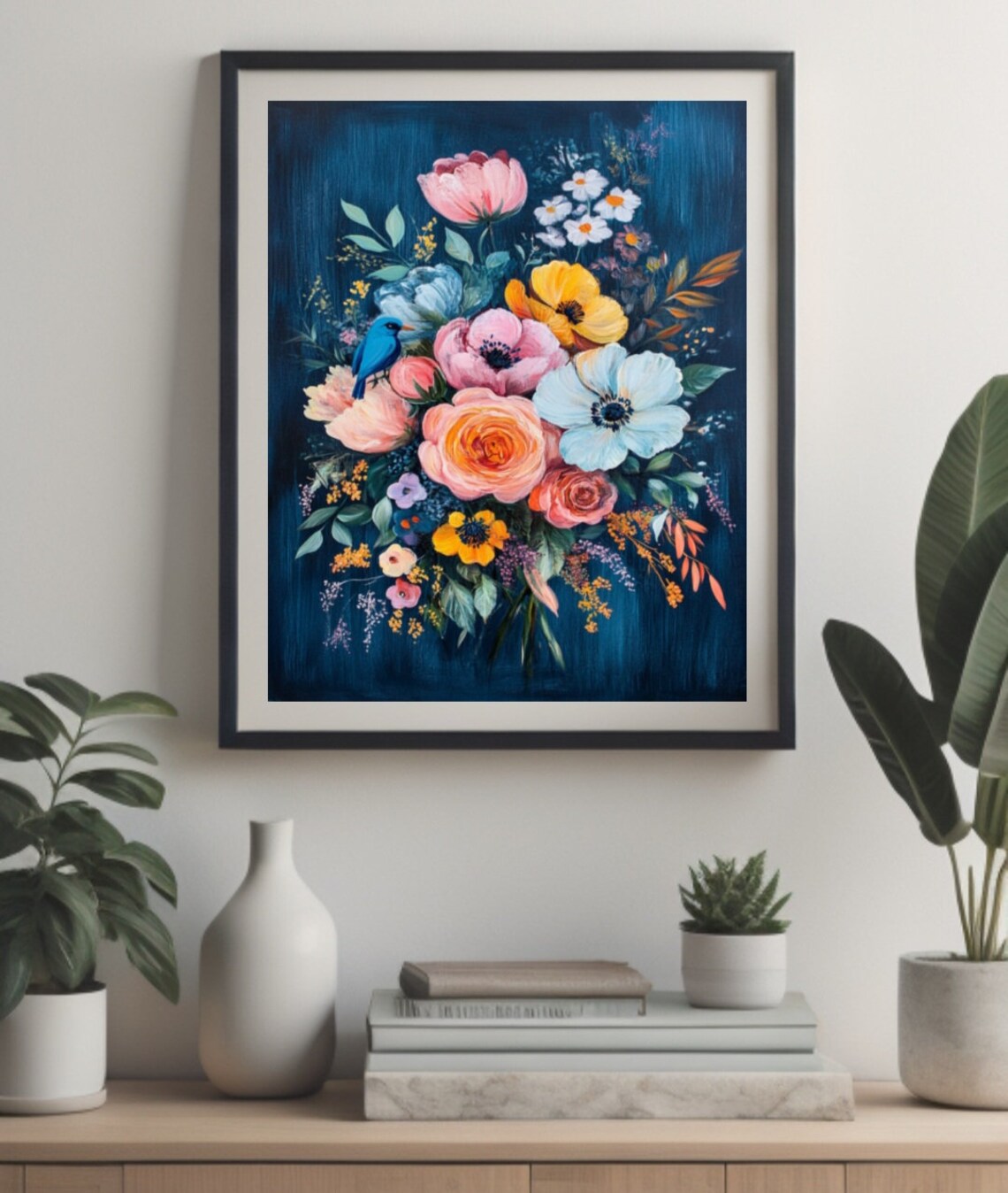 Vintage Botanical Floral Boho Wall Art Print