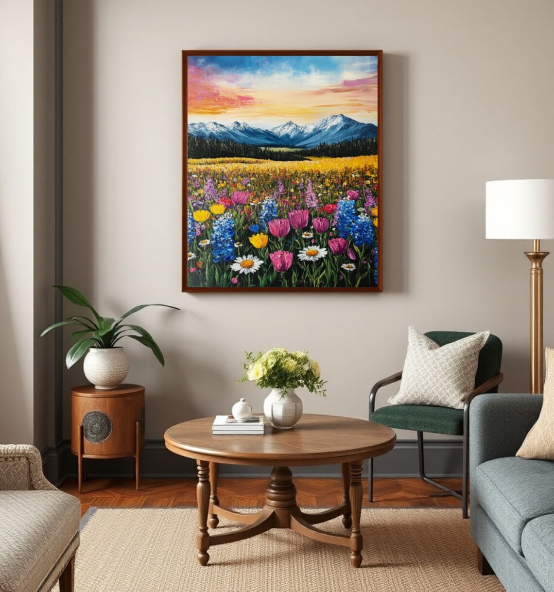 Wildflower Print Botanical Mountain Landscape Art Print - Image 2