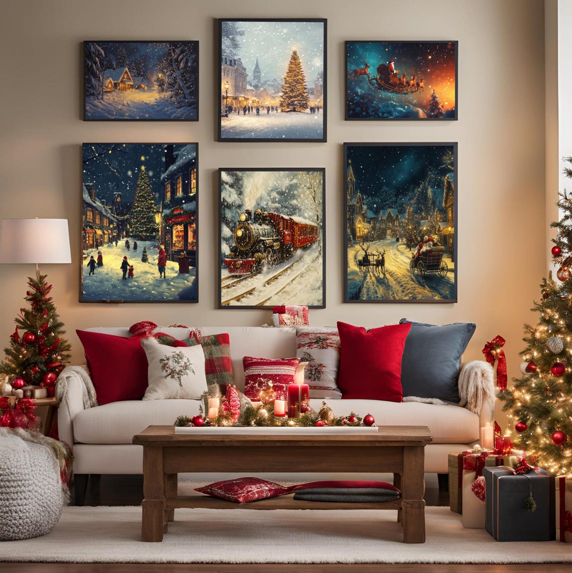 Set of 40 Christmas Printable Bundle Vintage Holiday Wall Art - Image 3