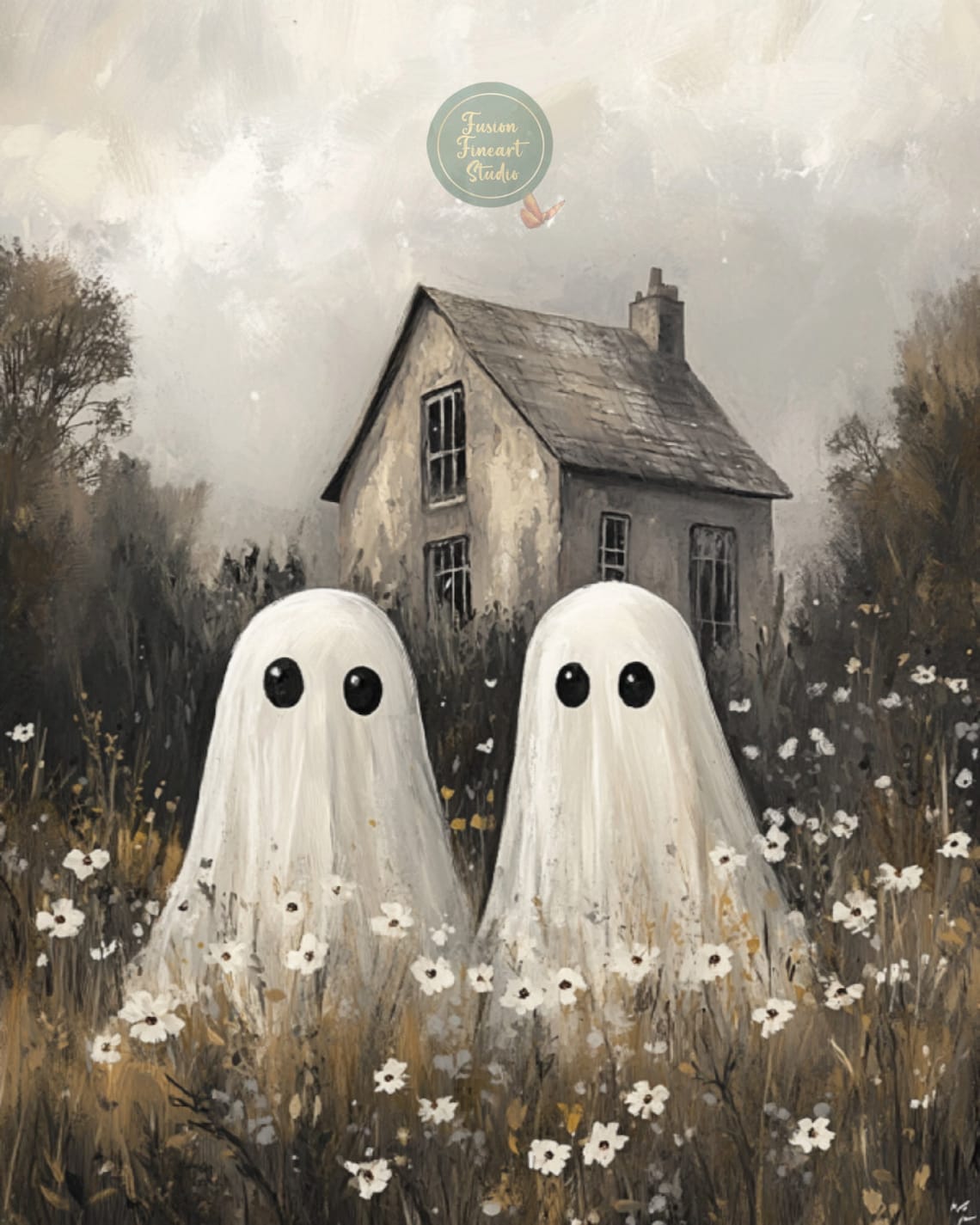 Ghosts Halloween Decor, Spooky Vintage Poster - Image 3