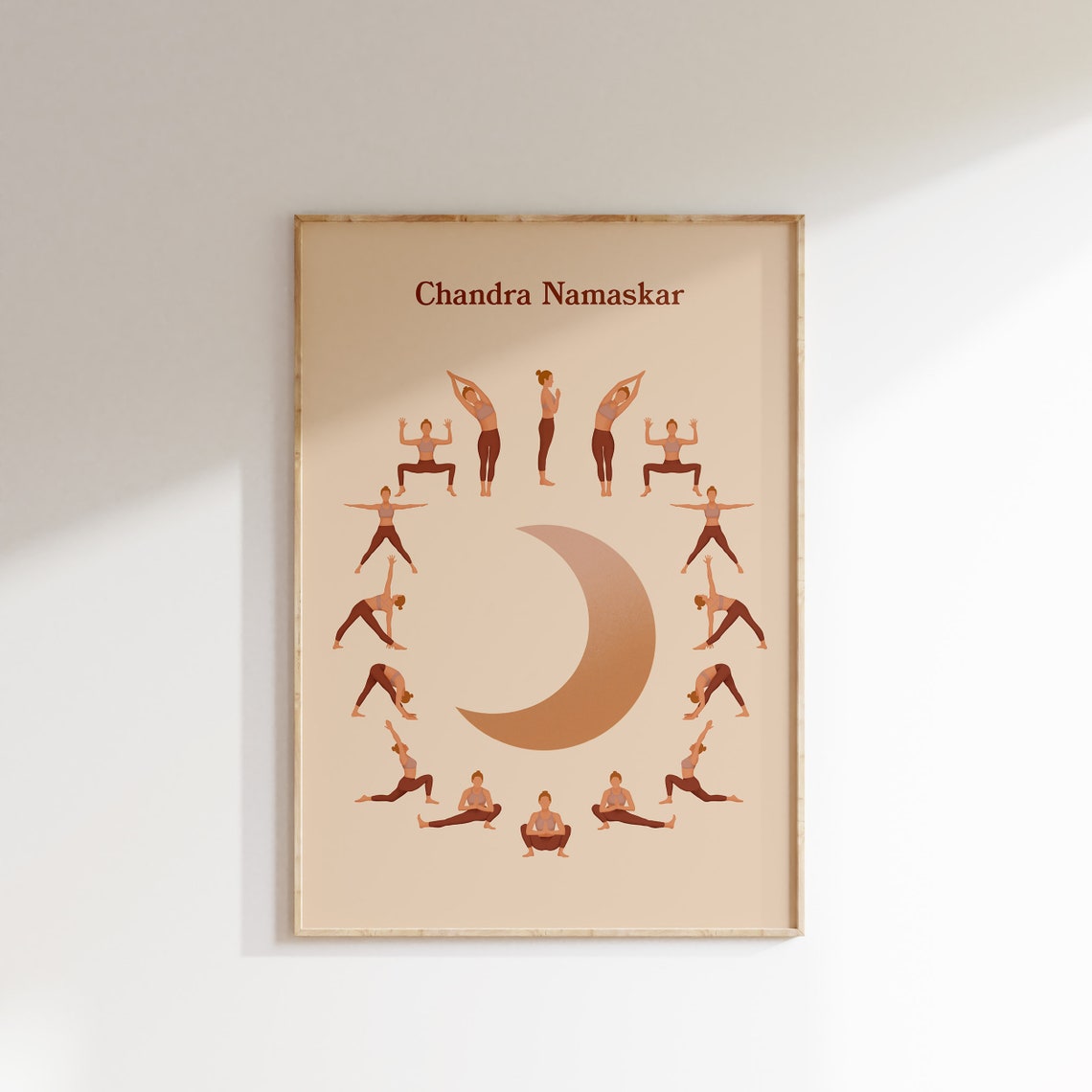Chandra Namaskar Moon Salutation Yoga Poses Chart Minimalist Poster - Image 2