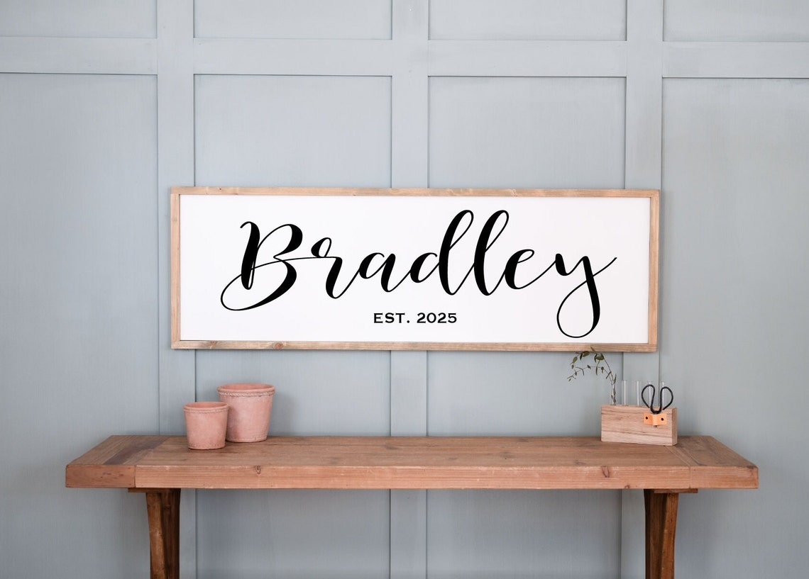 Last Name Sign Family Name Sign Wood Family Sign Personalized Wedding Gift Established Sign Wood Framed Sign Farmhouse Sign
