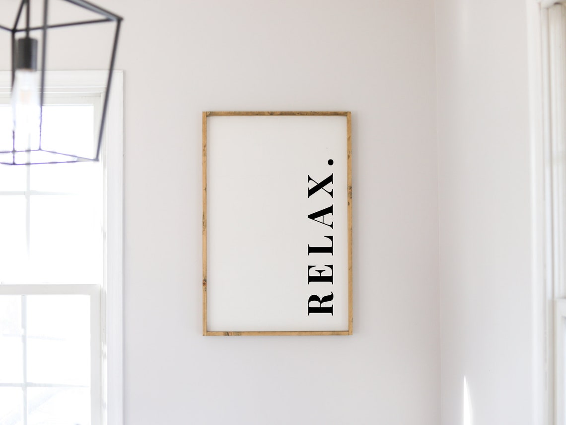 RELAX. Minimalist Vertical Typography Poster for Calm Home Decor