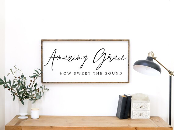 Amazing Grace How Sweet The Sound Hymn Sign Farmhouse Poster