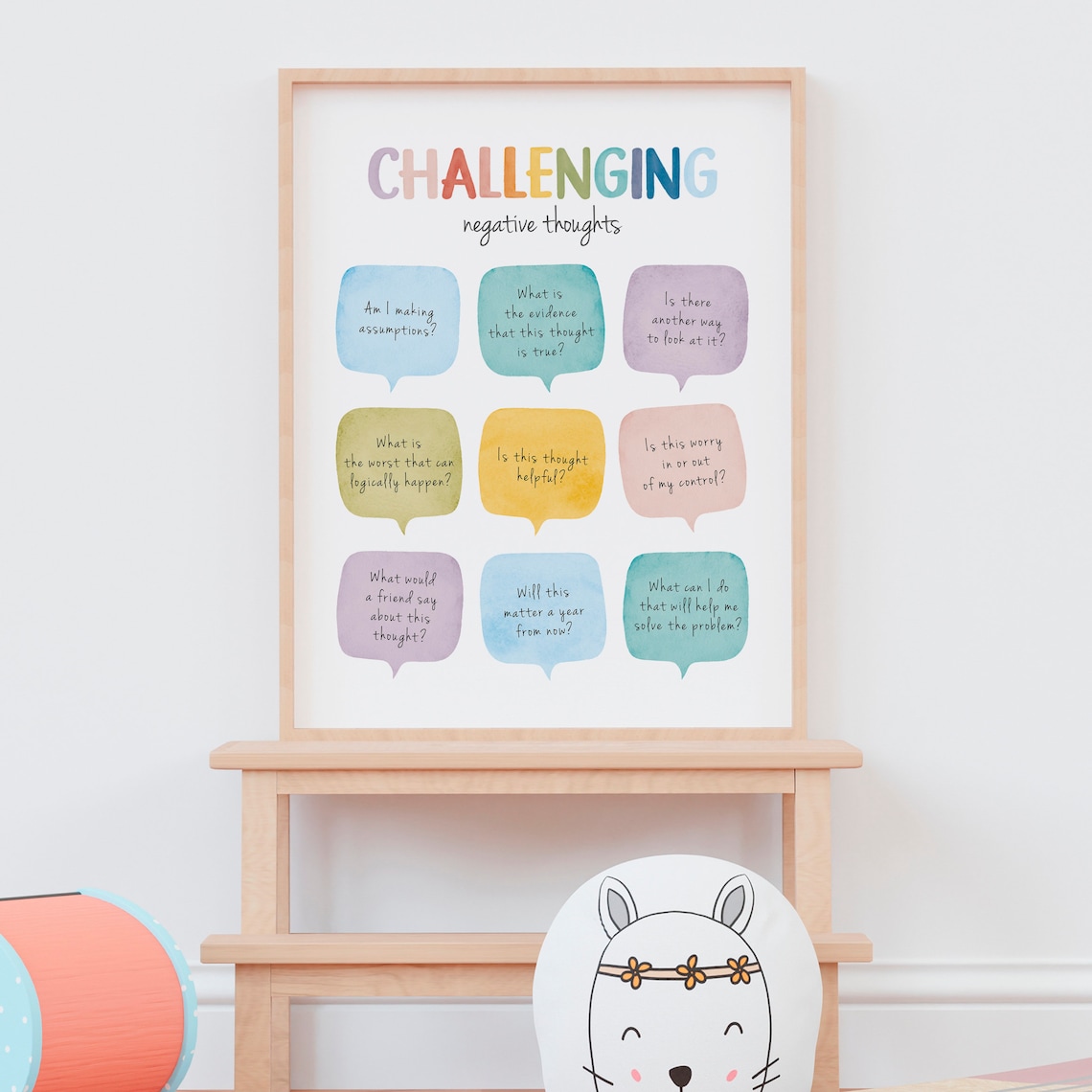 Challenging Negative Thoughts Art Print, CBT Therapy - Image 7