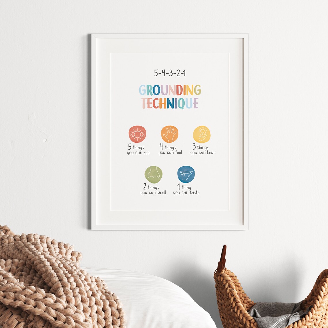 Grounding Technique Poster, CBT Therapy Office Decor - Image 4