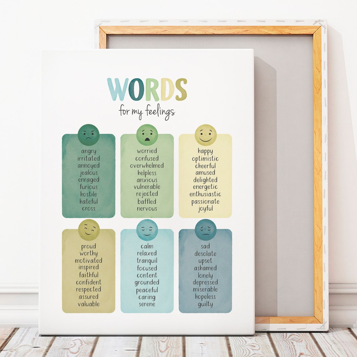 Words For My Feelings Poster Emotions Vocabulary Chart Kids Learning - Image 5