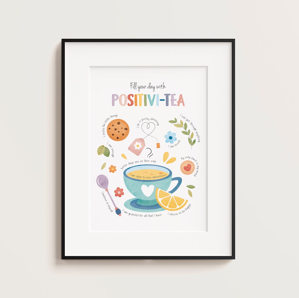 Positivi Tea Positivity Affirmations Poster Print - Image 2