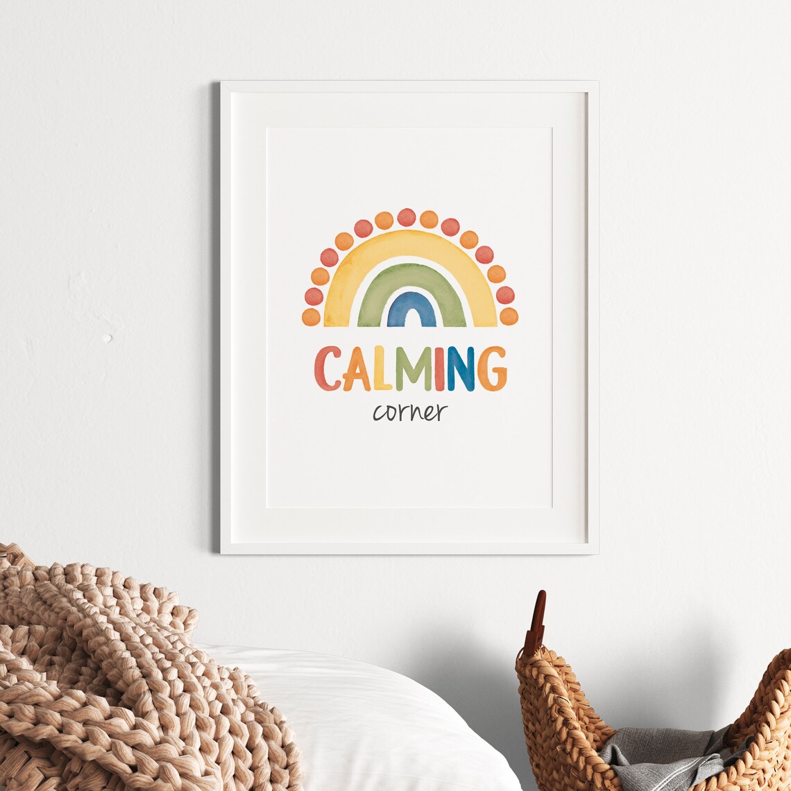 Calming Corner Rainbow Primary Colors Watercolor Kids Room Poster - Image 5