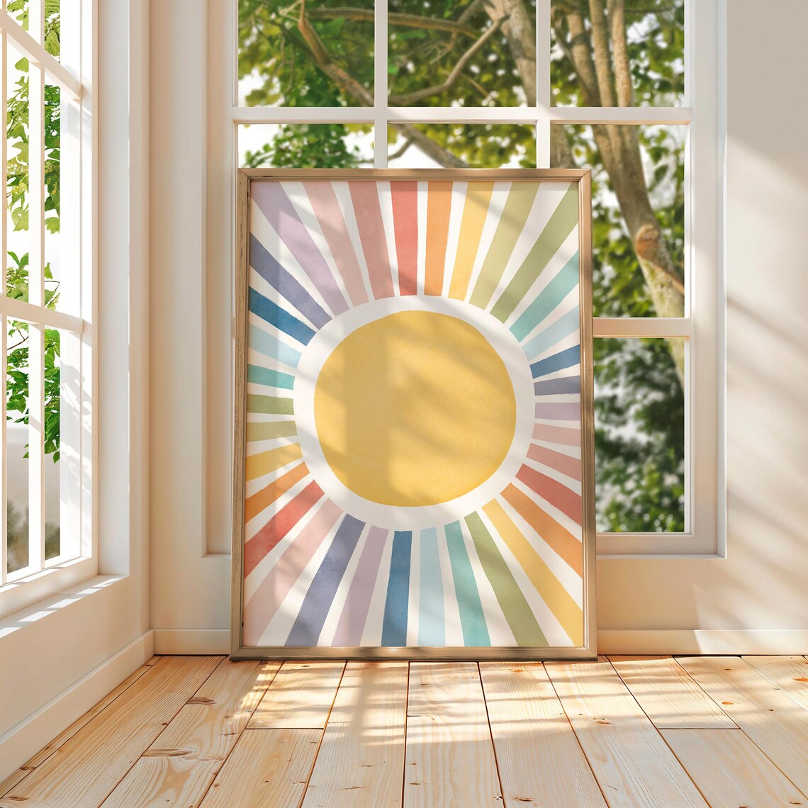 Sun Watercolor Nursery Print, Boho Playroom Decor - Image 8