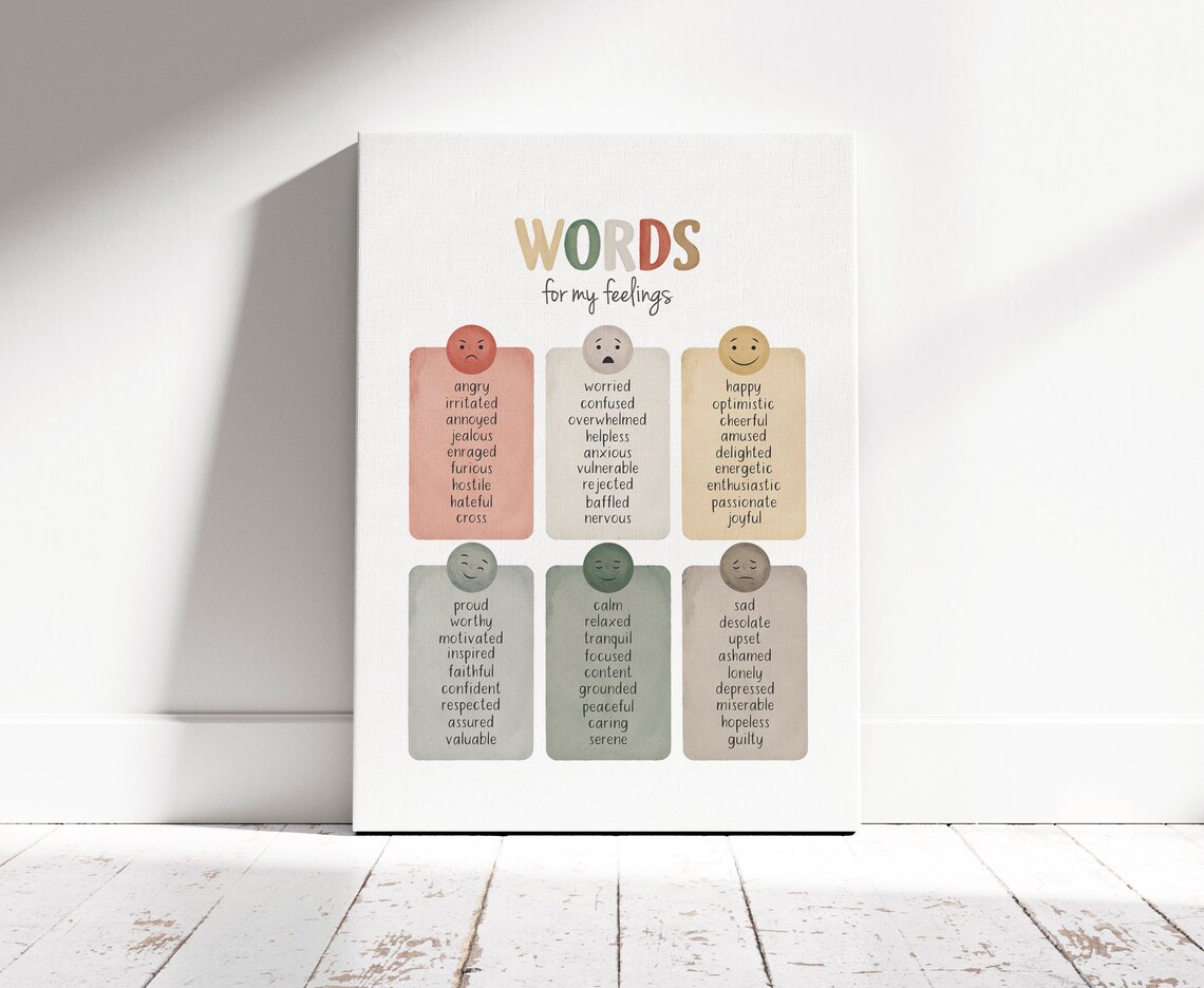 Words For My Feelings Poster, Emotional Regulation Chart - Image 3