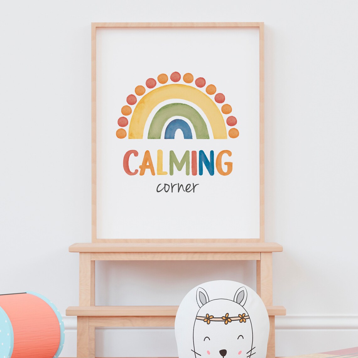 Calming Corner Rainbow Primary Colors Watercolor Kids Room Poster - Image 7