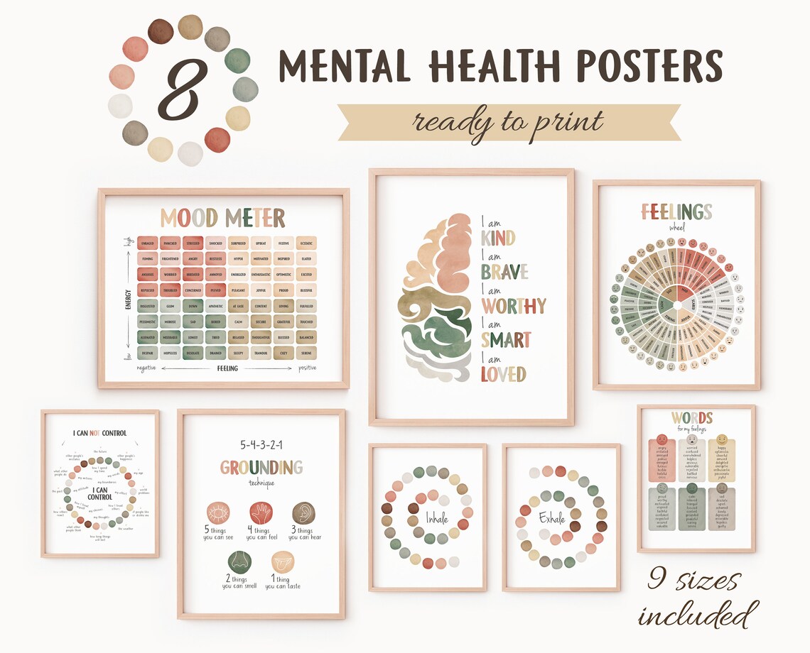 Mental Health Therapy Office Decor Posters Bundle