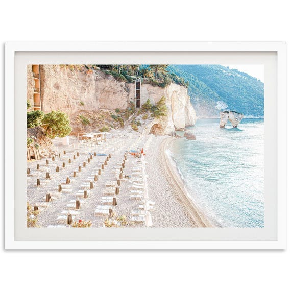 Italy Coastal Beach Umbrellas Art Print