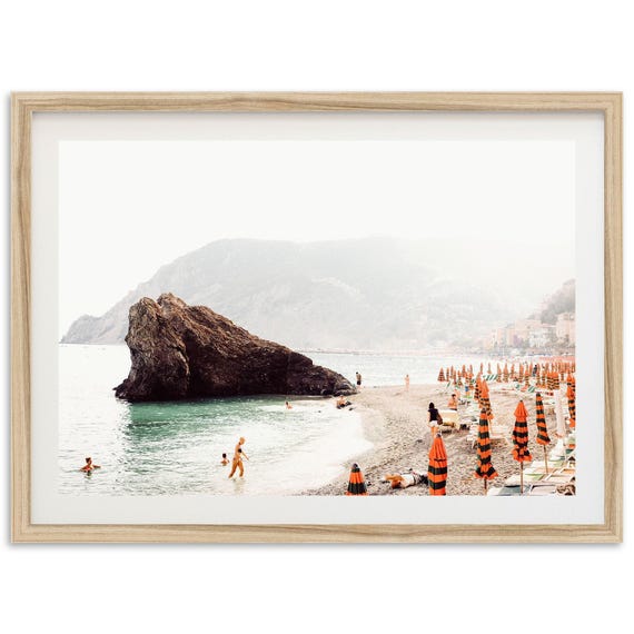 Minimalist Beach Print, Cinque Terre Coastal Italy