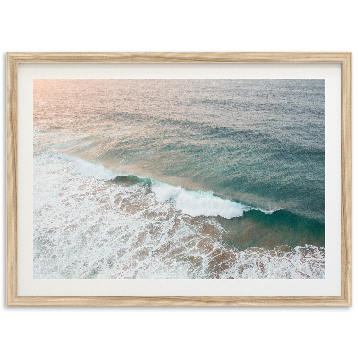 Ocean Wave Pastel Surf Print, Sunset Beach Landscape