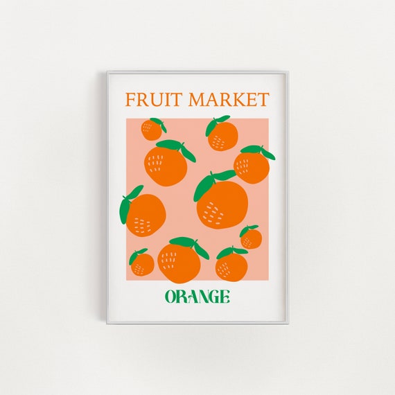 Fruit Market Print Orange Market Poster Colourful Wall Art