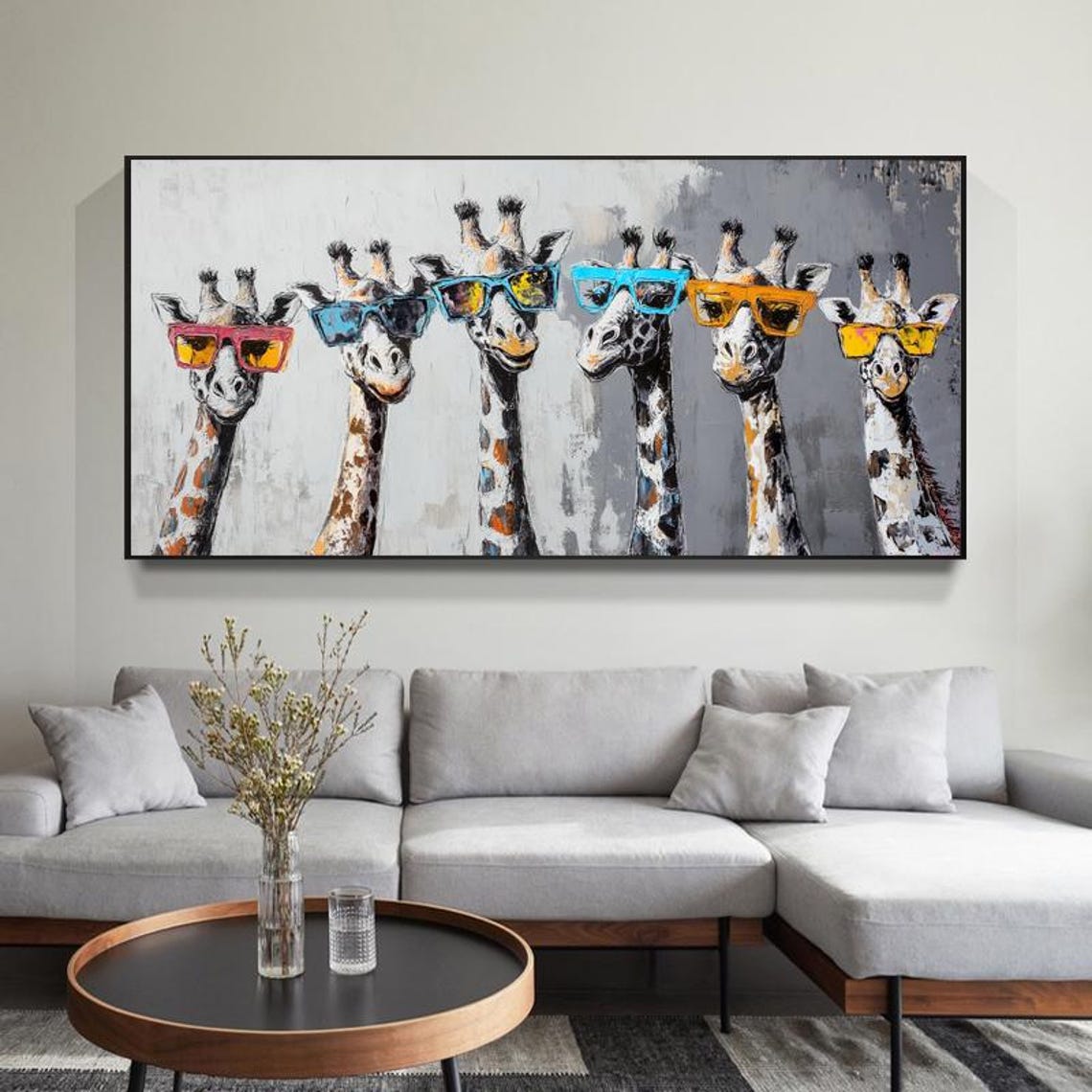 Six Cool Giraffes Wearing Sunglasses Funny Animal Artwork Poster - Image 6