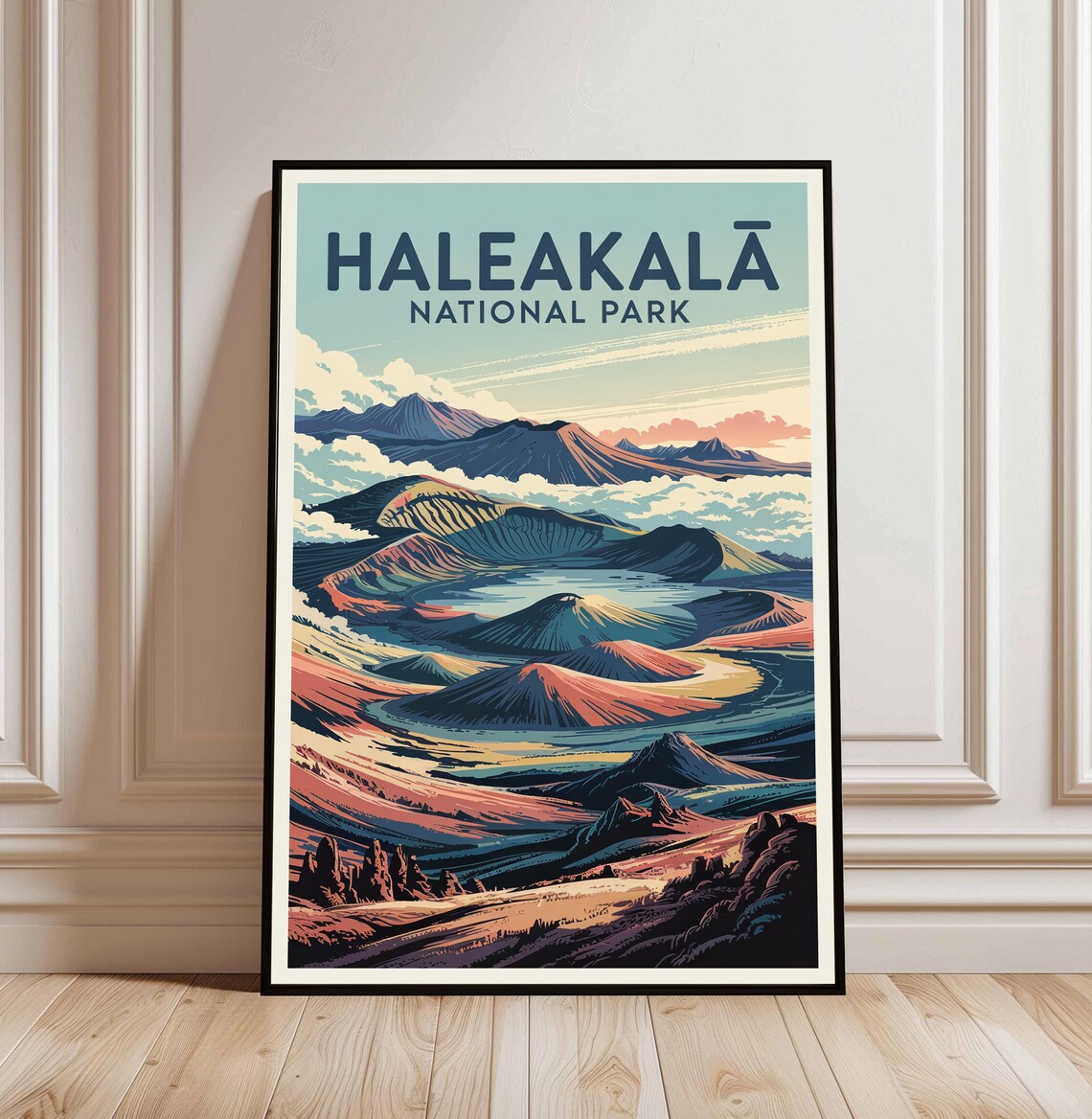 Haleakala National Park Maui Volcano Crater Vintage Travel Poster