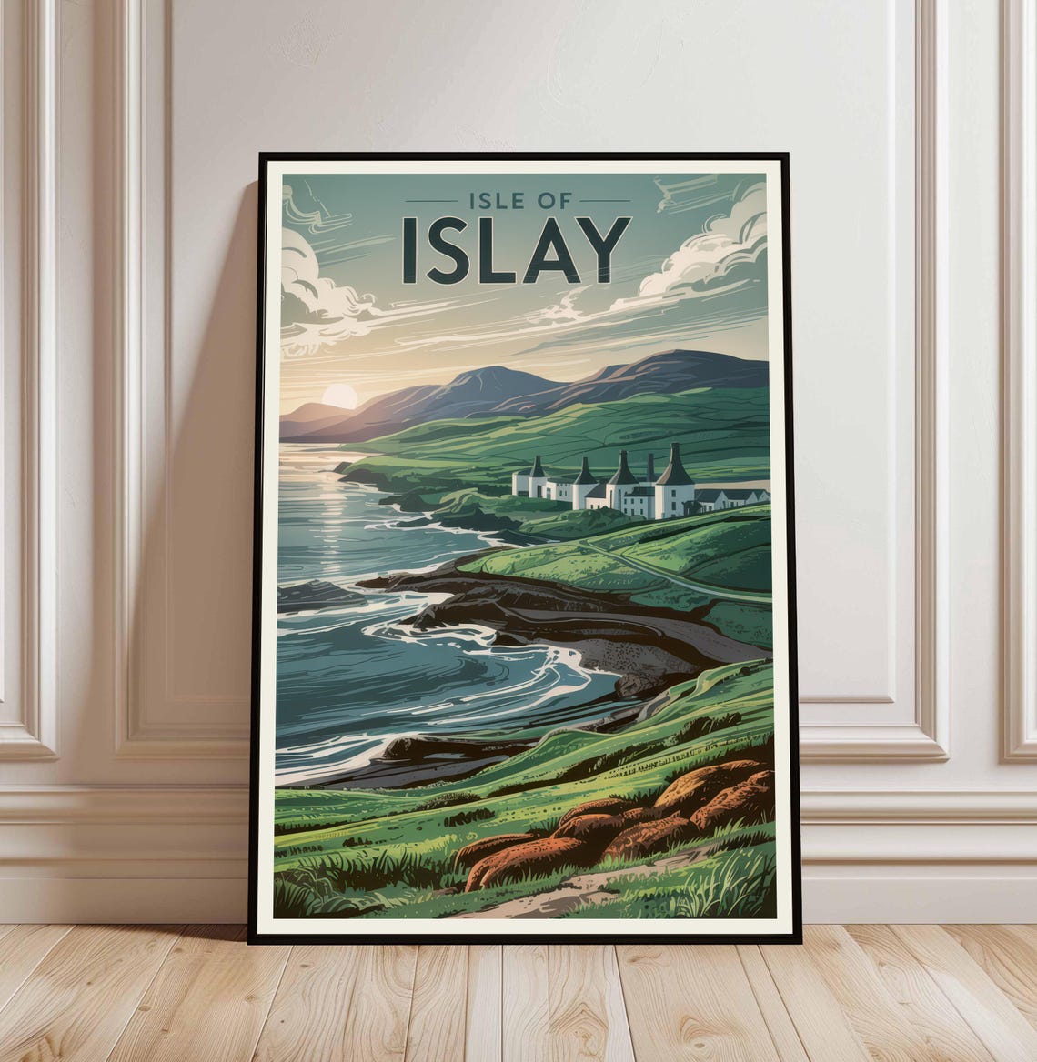 Isle Of Islay Scotland Vintage Coastal Travel Illustration Poster