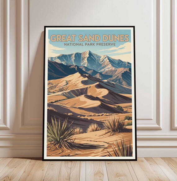 Great Sand Dunes National Park Colorado Vintage Travel Poster