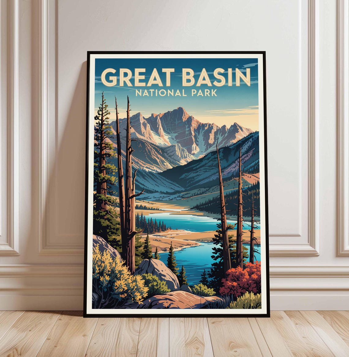 Great Basin National Park Nevada Mountain Lake Vintage Travel Poster