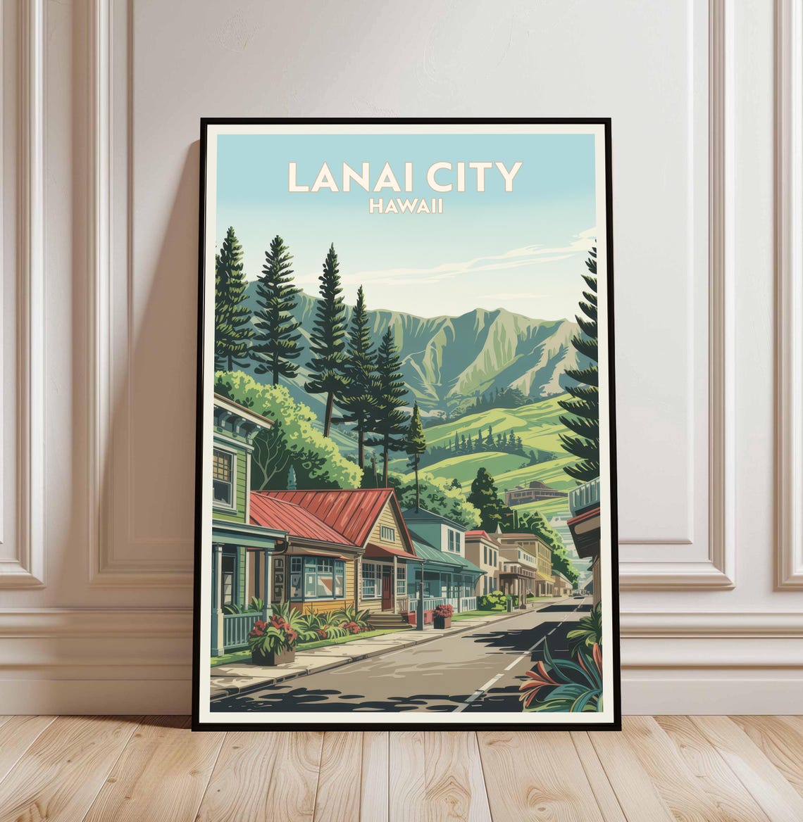 Lanai City Hawaii Vintage Travel Poster