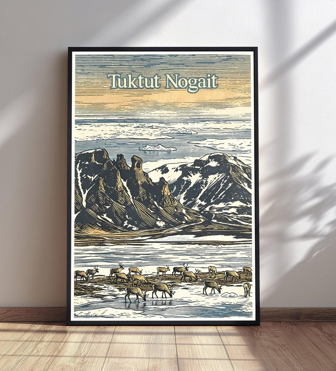 Tuktut Nogait Caribou Herd Arctic Wilderness Vintage Travel Poster