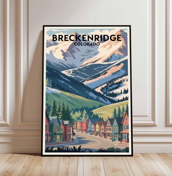 Breckenridge Colorado Retro Travel Poster Midcentury Modern Mountain Art Digital Download