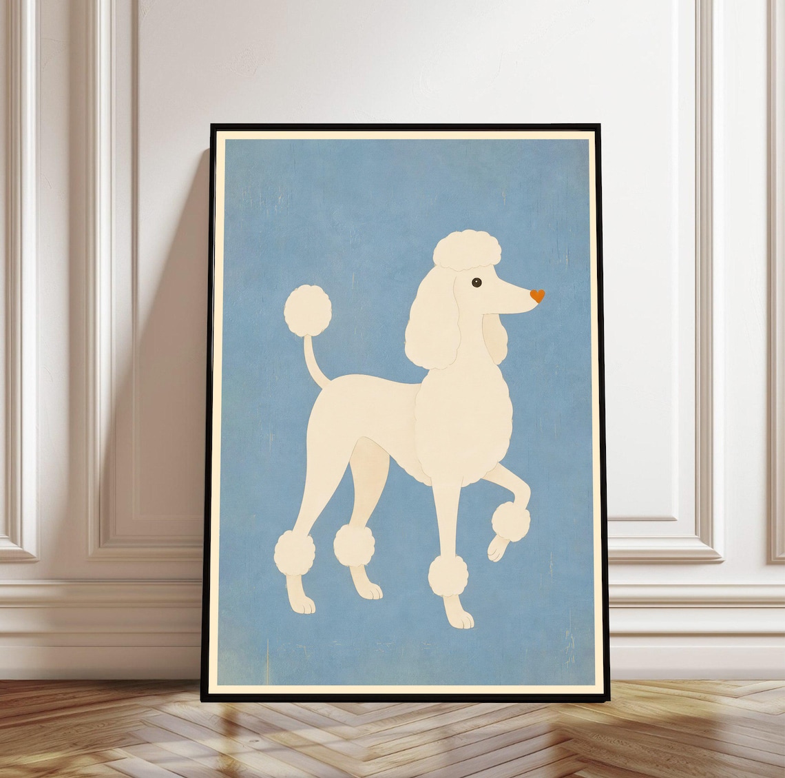 Mid Century Poodle Art Print, Retro Atomic Dog