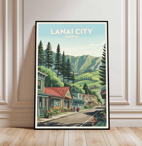 Lanai City Hawaii Art Print Travel Wall Decor