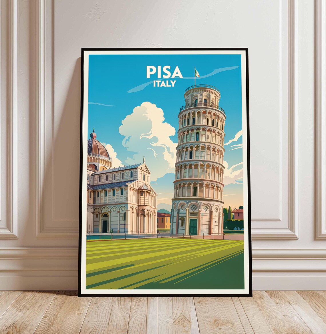 Pisa Vintage Travel Poster, Italy Art Print