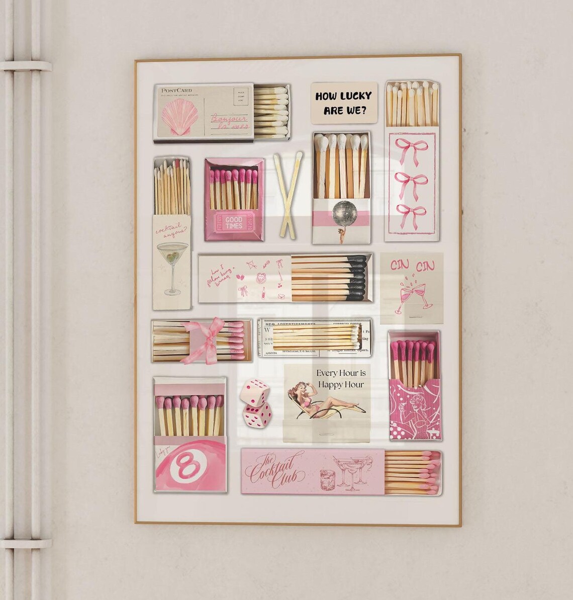 Trendy Matchbook Pink Vintage Matchbox Poster Print
