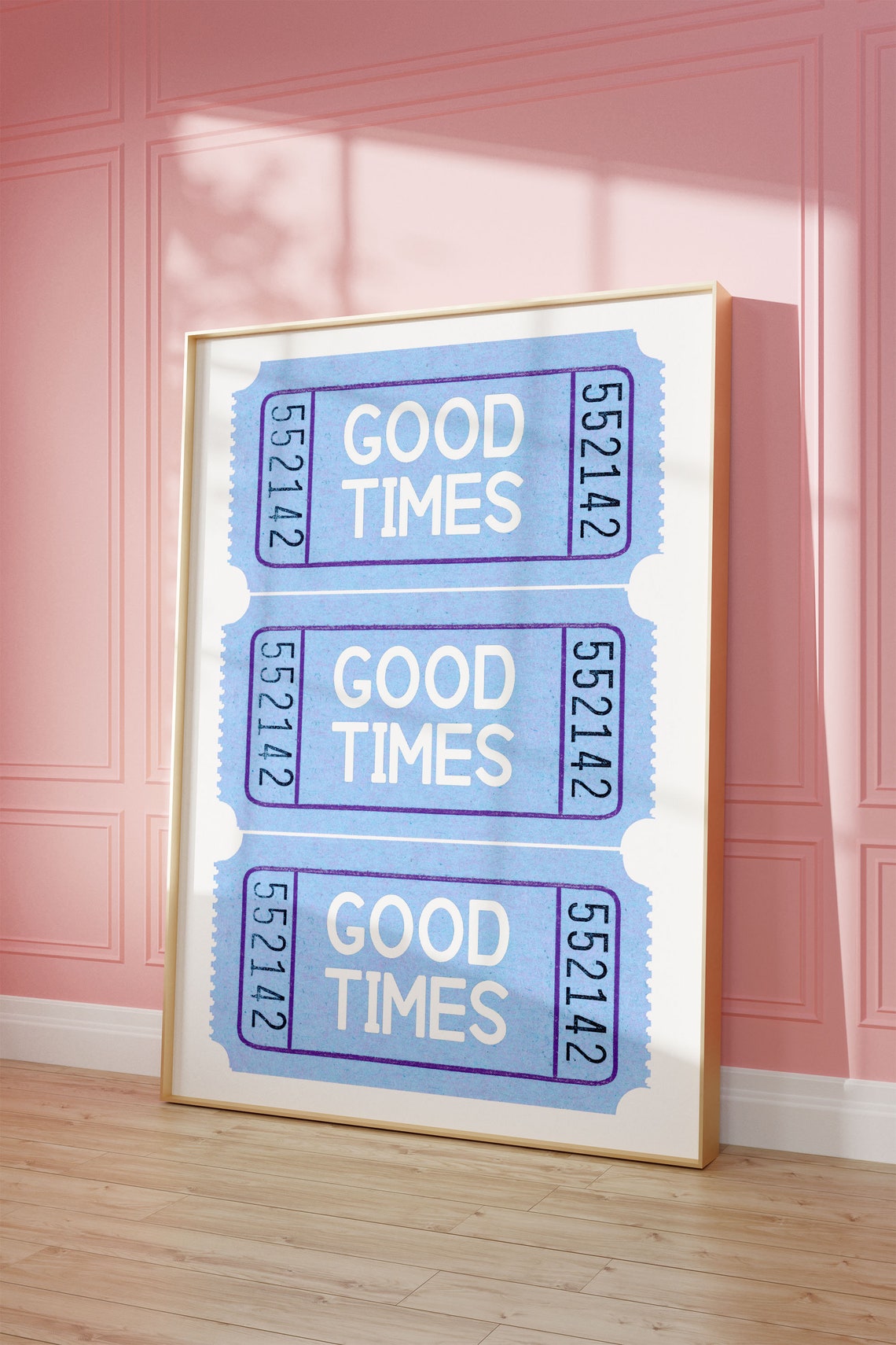 Blue Good Times Retro Cinema Ticket Stub Trio Vintage Style Poster - Image 2