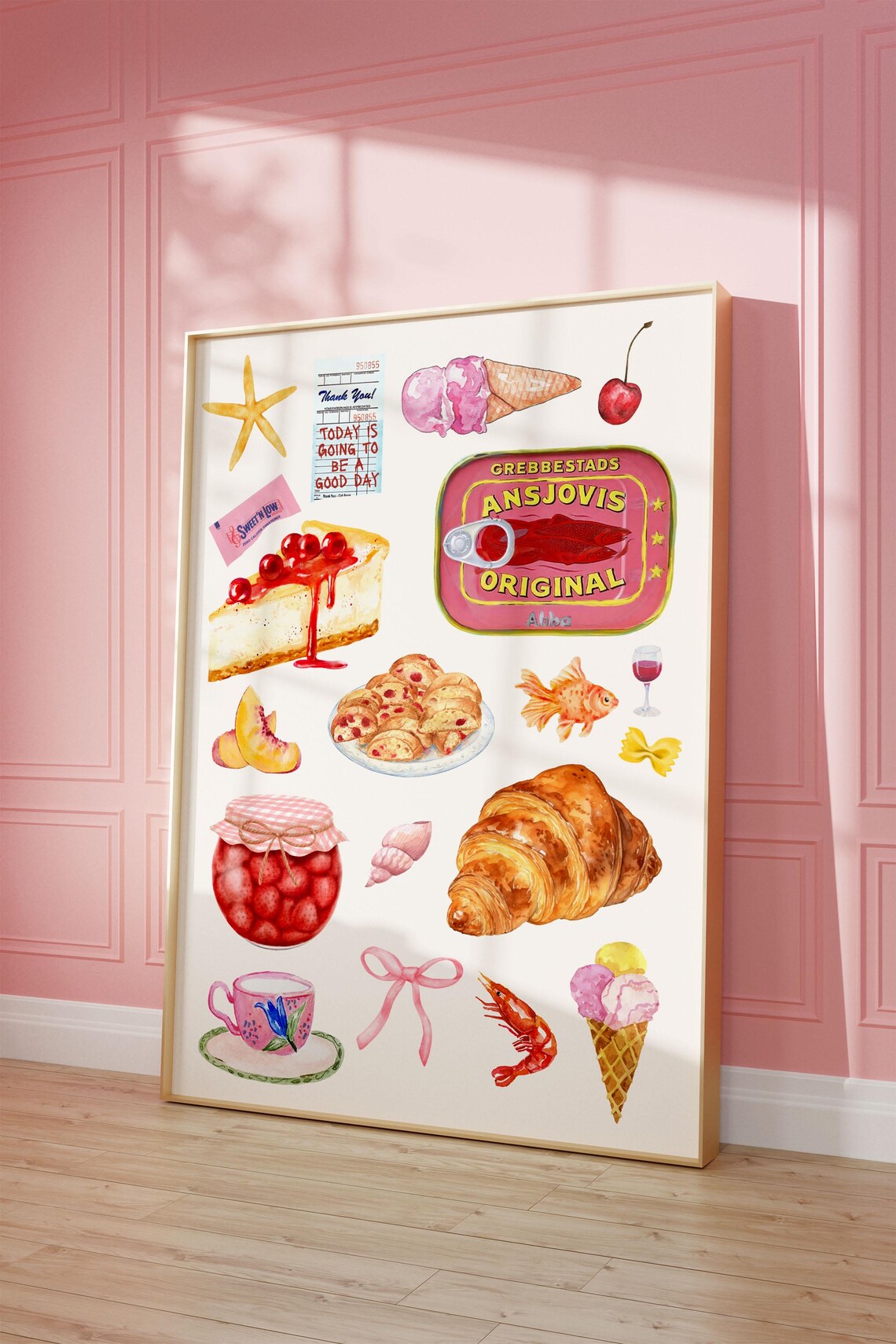 Vintage Food Collage Art Print, Retro Kitchen Decor - Image 3